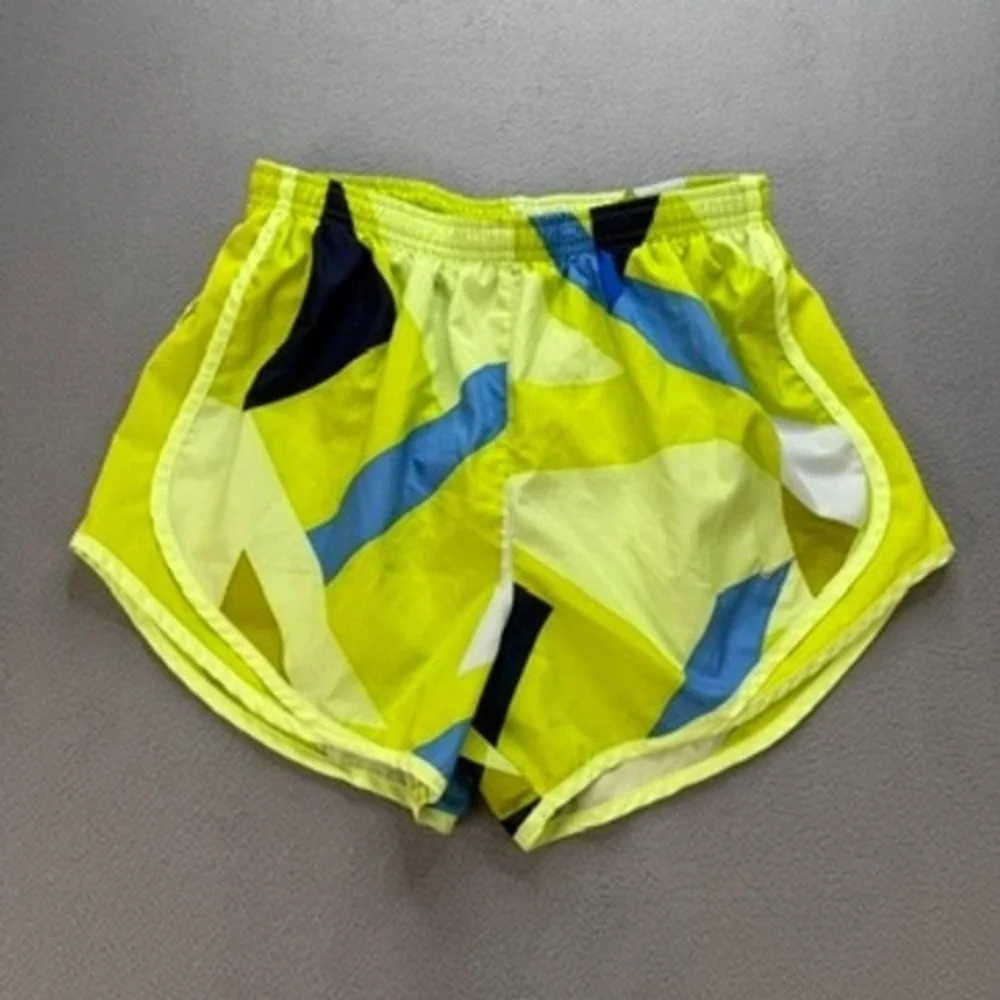 Nike Running Shorts Tempo Dri-FIT Medium Neon Yellow Blue Geometric Performance